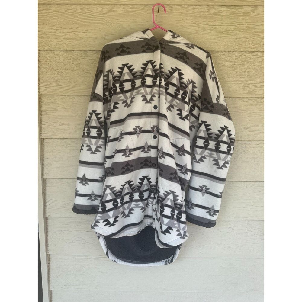 Boston Traders Southwest Aztec Geometric Fleece Hooded Jacket Men's Size S/M